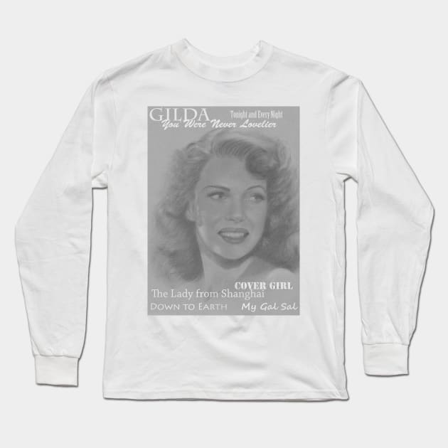 Rita Hayworth Long Sleeve T-Shirt by jkarenart